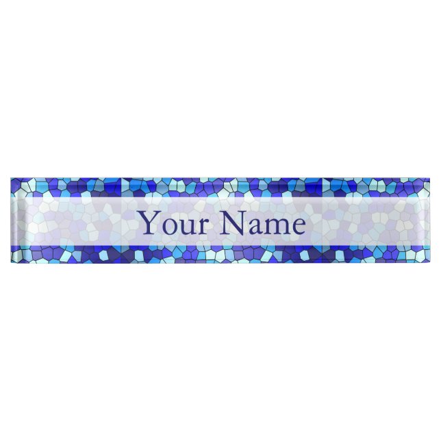 Shades Of Blue Stained Glass by Shirley Taylor Nameplate (Front)