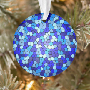 Shades of Blue Stained Glass by Shirley Taylor Ornament