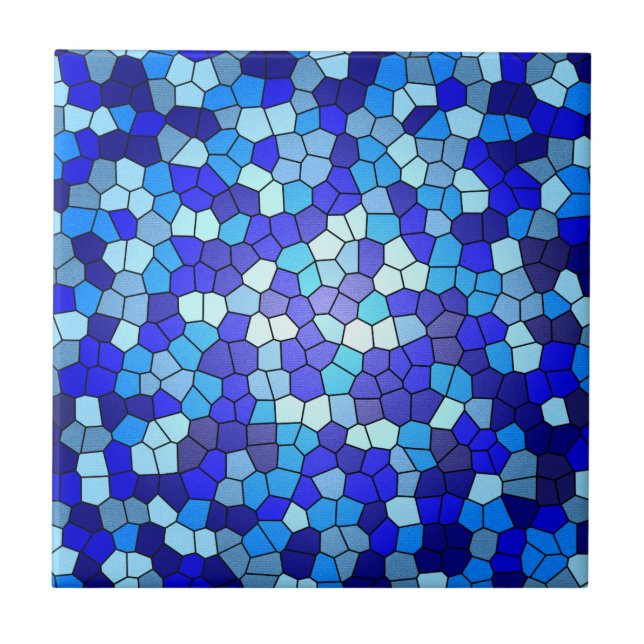 Shades of Blue Stained Glass by Shirley Taylor Tile (Front)