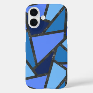 Shades of blue stained glass pattern iPhone 16 case