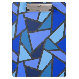 Shades of blue stained glass pattern clipboard