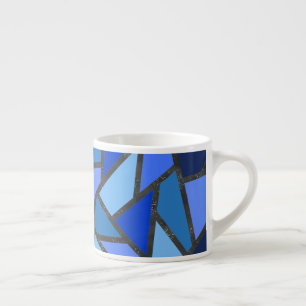 Shades of blue stained glass pattern espresso cup