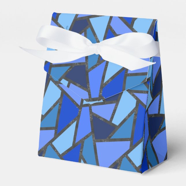 Shades of blue stained glass pattern favour box (Front Side)