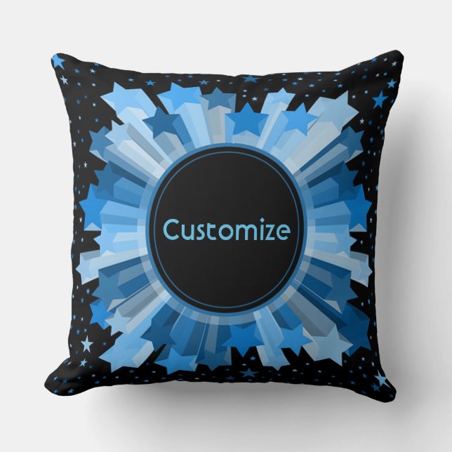 Shades Of Blue Starburst Throw Pillow (Front)
