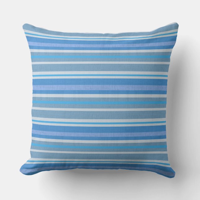 Shades of Blue Striped Cushion (Front)