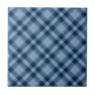 Shades of Blue Tartan Pattern Tile