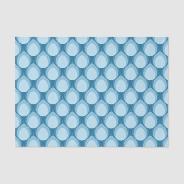 Shades of Blue Teardrop Geometric Pattern Tissue Paper (Front)