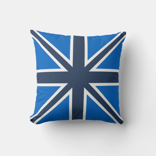 Shades of Blue Union Jack Pillow (Front)