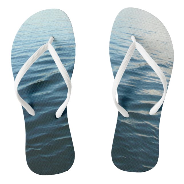 Shades of Blue Water Abstract Nature Photography Jandals (Footbed)