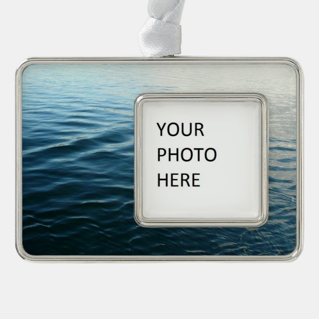 Shades of Blue Water Abstract Nature Photography Silver Plated Framed Ornament (Front)