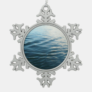 Shades of Blue Water Abstract Nature Photography Snowflake Pewter Christmas Ornament