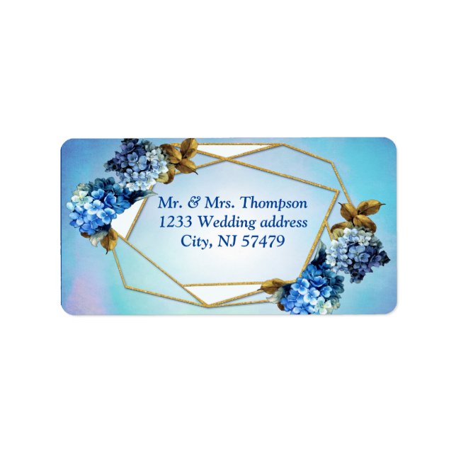 Shades of Blue Watercolor Hydrangeas Label (Front)