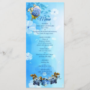 Shades of Blue Watercolor Hydrangeas  Menu