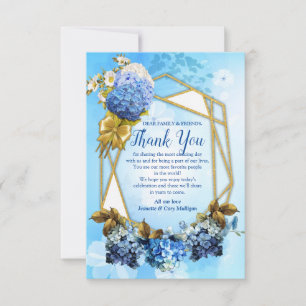 Shades of Blue Watercolor HydrangeasThank You Card