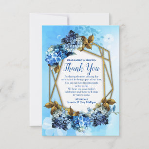Shades of Blue Watercolor HydrangeasThank You Card