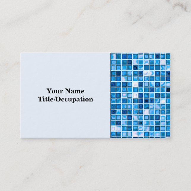 Shades Of Blue 'Watery' Mosaic Tiles Pattern Business Card (Front)