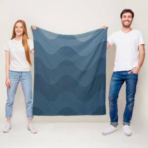 Shades of Blue Waves Fleece Blanket