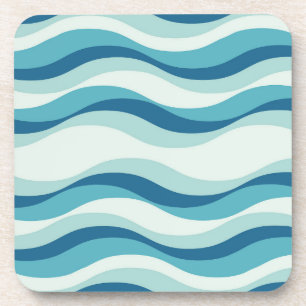 Shades of Blue Waves Pattern Coaster