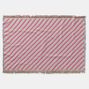 Shades of Blue White and Pink Stripes Throw Blanket