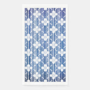 Shades of Blue White Ombre Striped Flowers Pattern Napkin