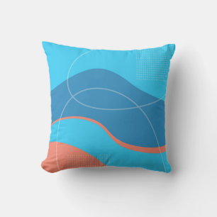 Shades of Blue With Salmon Abstract Art Design Cushion