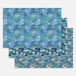 Shades of blue wrapping paper sheet