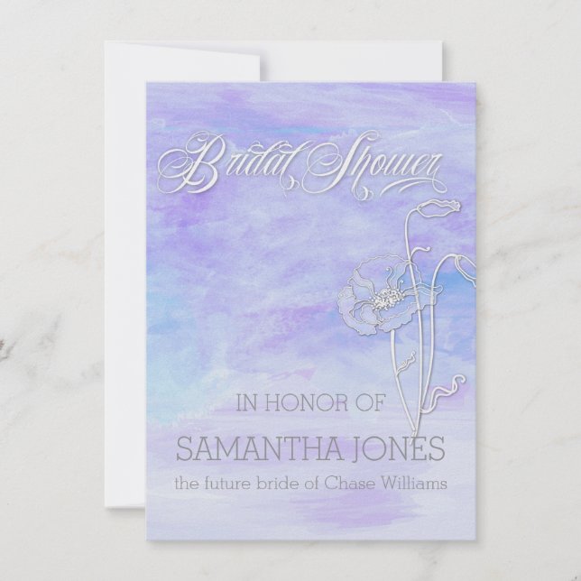 SHADES OF BLUES WATERCOLOR BRIDAL SHOWER INVITATION (Front)