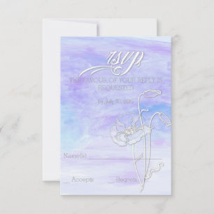 SHADES OF BLUES WATERCOLOR POPPIES RSVP CARD