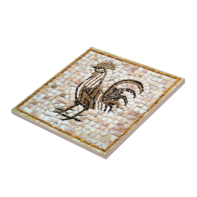 Shades of Brown and Black Mosaic Chicken Design Tile (Side)