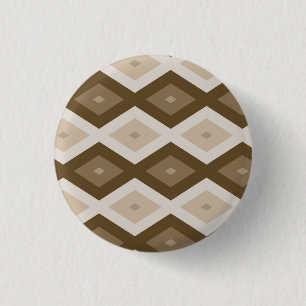 Shades of brown diamond pattern 3 cm round badge
