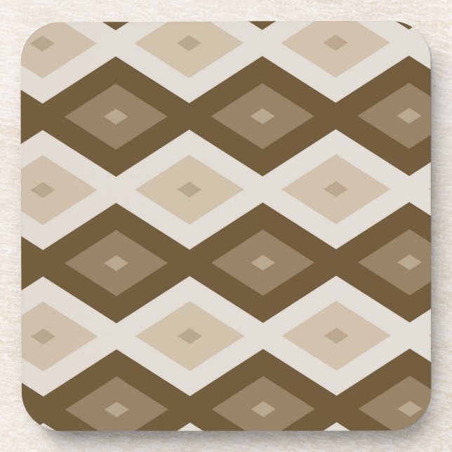 Shades of brown diamond pattern coaster (Front)
