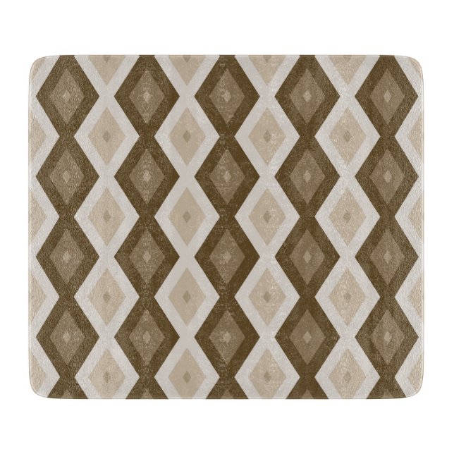 Shades of brown diamond pattern cutting board (Front)
