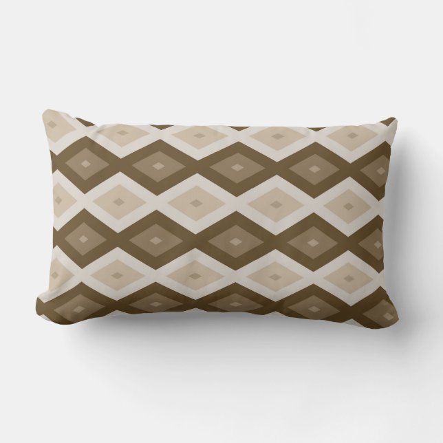 Shades of brown diamond pattern lumbar cushion (Front)