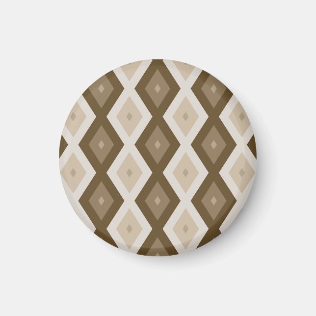 Shades of brown diamond pattern magnet (Front)