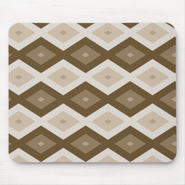 Shades of brown diamond pattern mouse pad (Front)