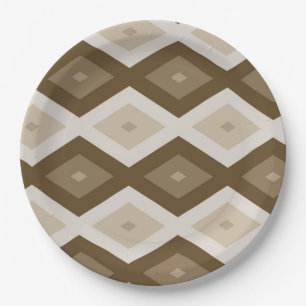 Shades of brown diamond pattern paper plate