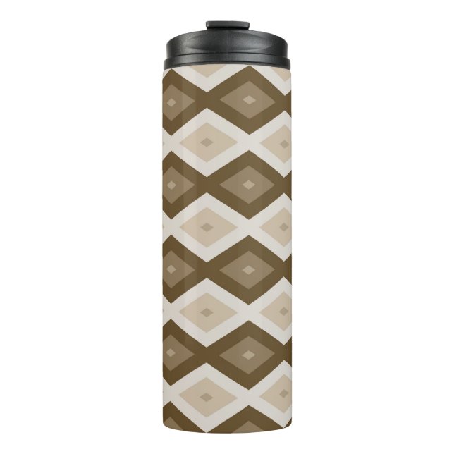 Shades of brown diamond pattern thermal tumbler (Front)
