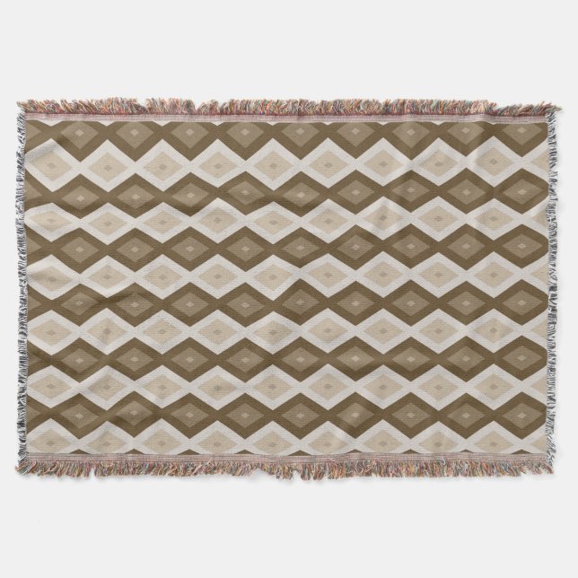 Shades of brown diamond pattern throw blanket (Front)
