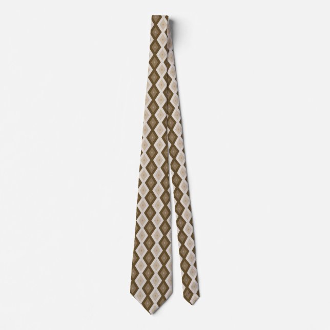 Shades of brown diamond pattern tie (Front)