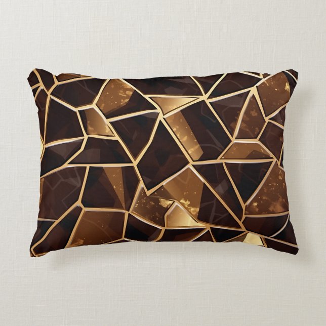 SHADES OF BROWN & GOLD MOSAIC CHIP PATTERNS DECORATIVE CUSHION (Front)