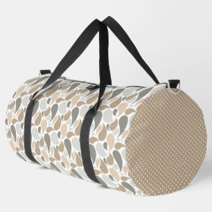 SHADES OF BROWN & GRAY TEARDROPS & POLKA DOTS DUFFLE BAG
