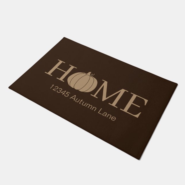 Shades of Brown HOME Pumpkin Typography Doormat (Angled)