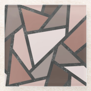 Shades of brown stained glass pattern coaster