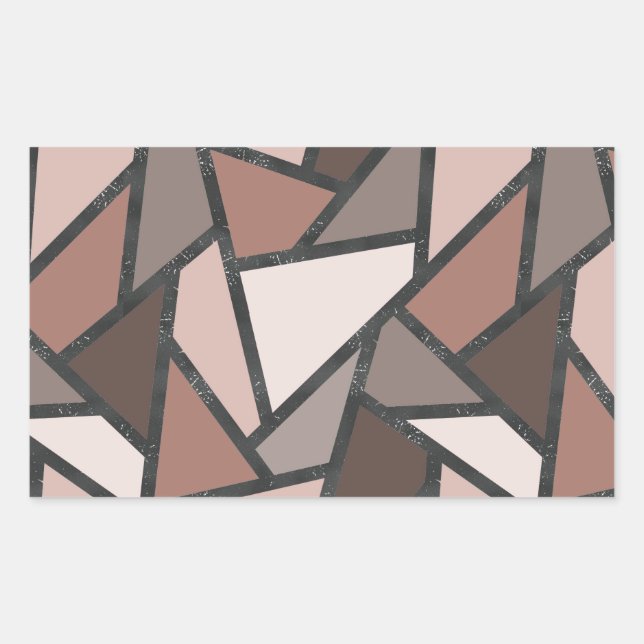 Shades of brown stained glass pattern rectangular sticker (Front)