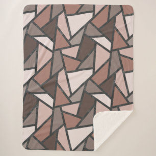 Shades of brown stained glass pattern sherpa blanket