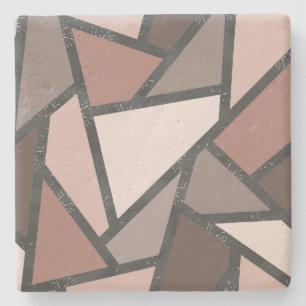 Shades of brown stained glass pattern stone coaster