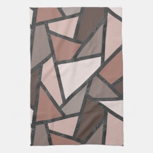 Shades of brown stained glass pattern tea towel