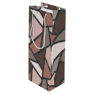 Shades of brown stained glass pattern wine gift bag