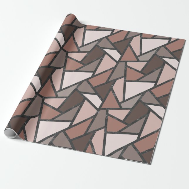 Shades of brown stained glass pattern wrapping paper (Unrolled)