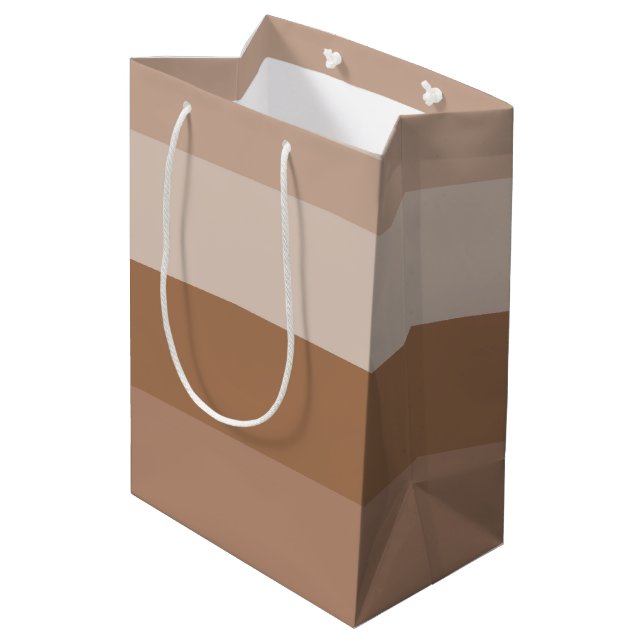 Shades of Brown Stripes Medium Gift Bag (Back Angled)